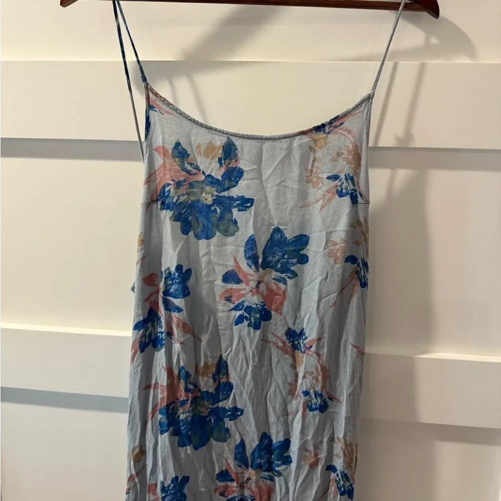 Free People Floral Print Romantic Low Back Boho Long Maxi Slip Dress Sz L - Picture 6 of 10
